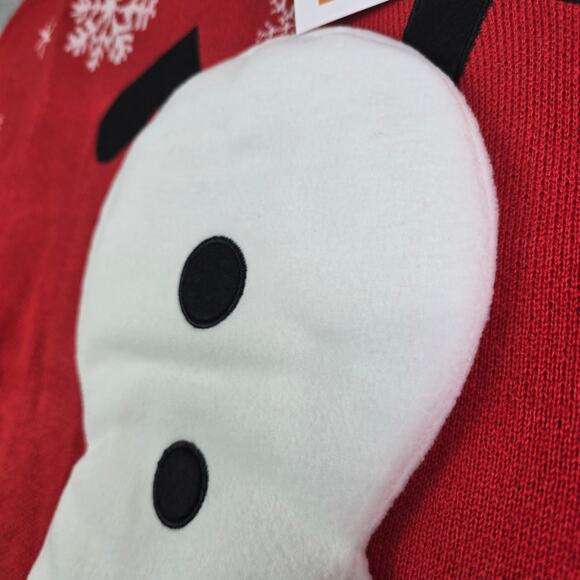 Funny Plush Snowman Christmas Sweater Men's XL Red Jingle Balls Carrot Crew New - Picture 6 of 12